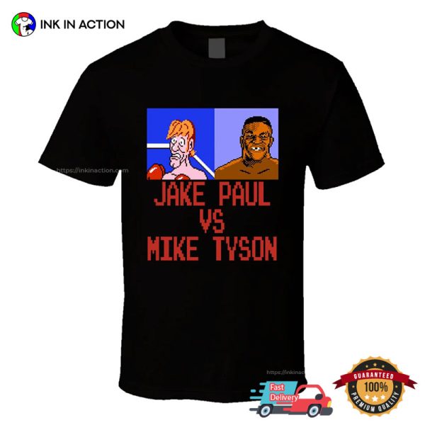 Jake Paul Vs Mike Tyson 8 Bit Game Style Boxing T-shirt