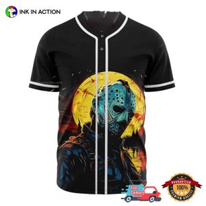 Jason Voorhees Bloody Night Halloween Baseball Jersey 2