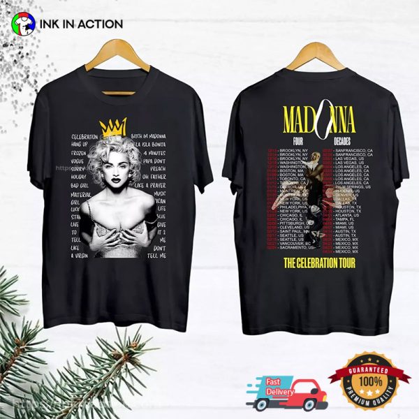 Madonna Queen Of Pop The Celebration Tour 2024 Retro T-shirt