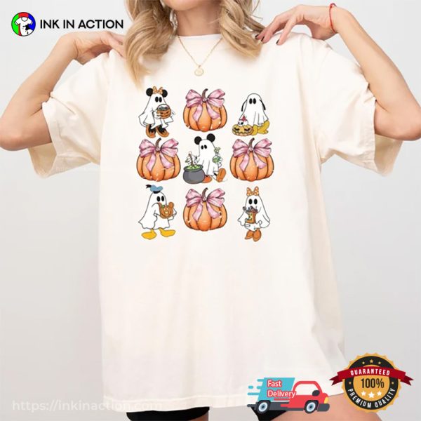 Mickey And Friends Halloween Costume Pumpkin Bow Comfort Colors T-shirt