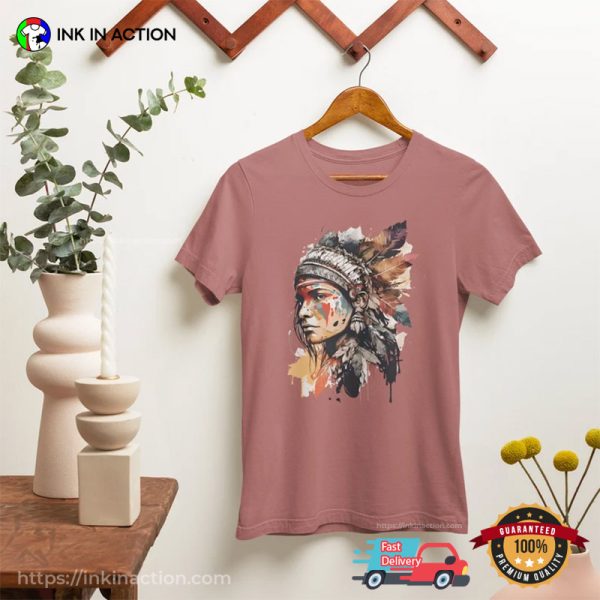 Native American Indigenous Women Watercolor Art T-shirt