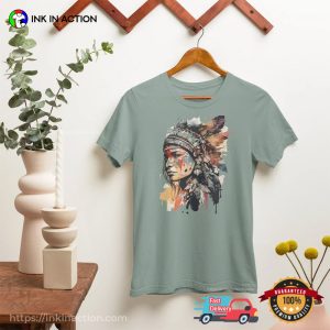 Native American Indigenous Women Watercolor Art T shirt 2