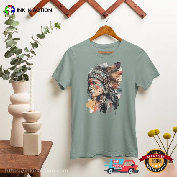 Native American Indigenous Women Watercolor Art T-shirt