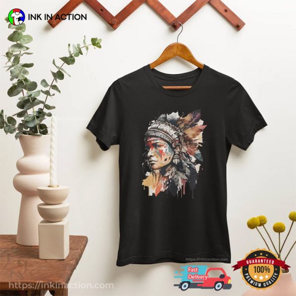 Native American Indigenous Women Watercolor Art T-shirt