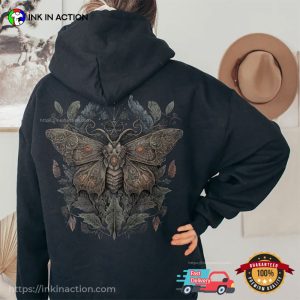 Nature Forest Moth Vintage Art Back T shirt 2