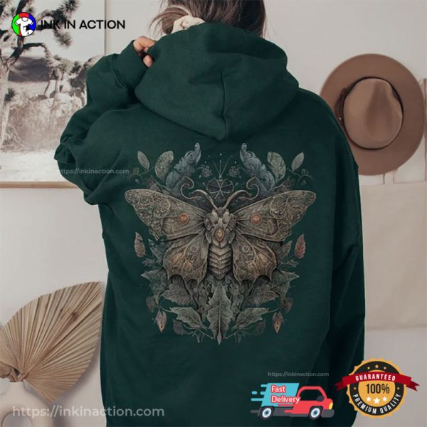 Nature Forest Moth Vintage Art Back T-shirt