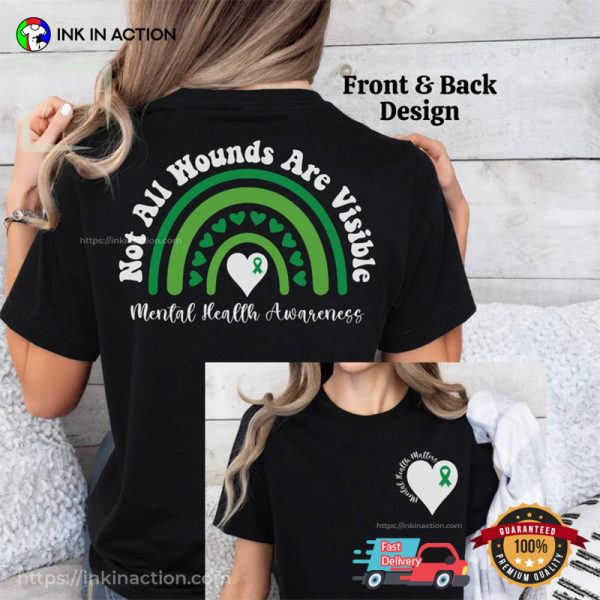 Not All Hounds Are Visible Mental Health Awareness Green Ribbon T-Shirt