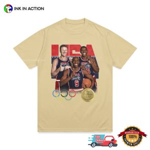 Olympic 2024 Champions USA Men's Basketball Team Retro Style T shirt 3