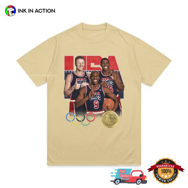 Olympic 2024 Champions USA Men’s Basketball Team Retro Style T-shirt