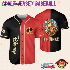 Personalized Disney The Incredibles Black N Red Baseball Jersey 1