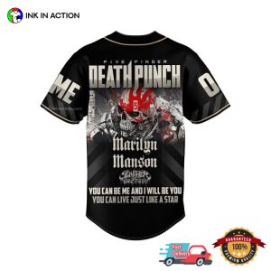 Personalized Five Finger Death Punch Marilyn Manson Black Baseball Jersey 1