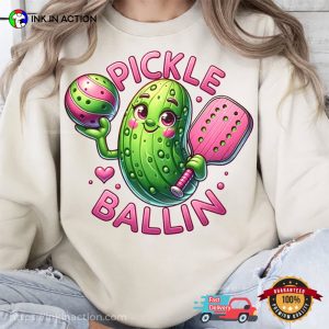 Pickle Ballin Cute Pickle Play Ball T shirt 2