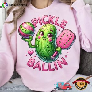 Pickle Ballin Cute Pickle Play Ball T shirt 3