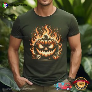 Pumpkin On Fire Gothic Horror Halloween Shirt