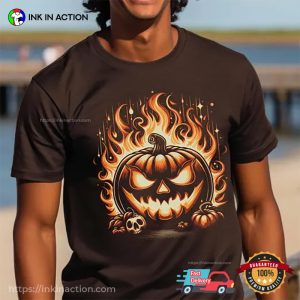 Pumpkin On Fire Gothic Horror halloween shirt 3