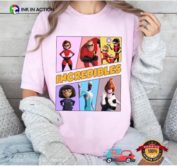 Retro The Incredibles Characters 90s Comfort Colors Tee