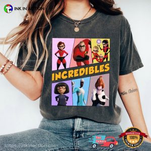 Retro The Incredibles Characters 90s Comfort Colors Tee 2