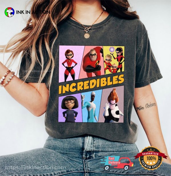 Retro The Incredibles Characters 90s Comfort Colors Tee