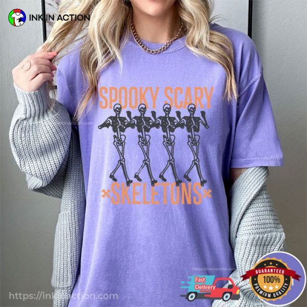 Retro Spooky Scary Skeletons Comfort Colors T-shirt