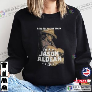 Ride All Night Tour Jason Aldean Concert Retro Graphic T shirt 1