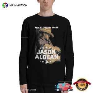 Ride All Night Tour Jason Aldean Concert Retro Graphic T shirt 3