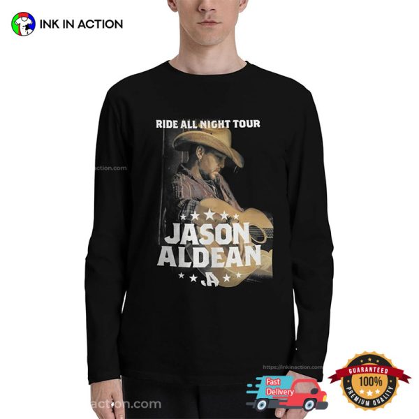 Ride All Night Tour Jason Aldean Concert Retro Graphic T-shirt