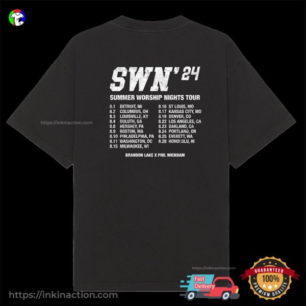 SWN ’24 Summer Worship Nights Tour Setlist 2 Sided T-shirt