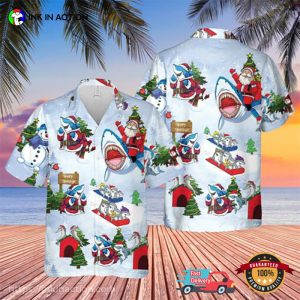 Santa Shark Christmas Hawaiian T shirt