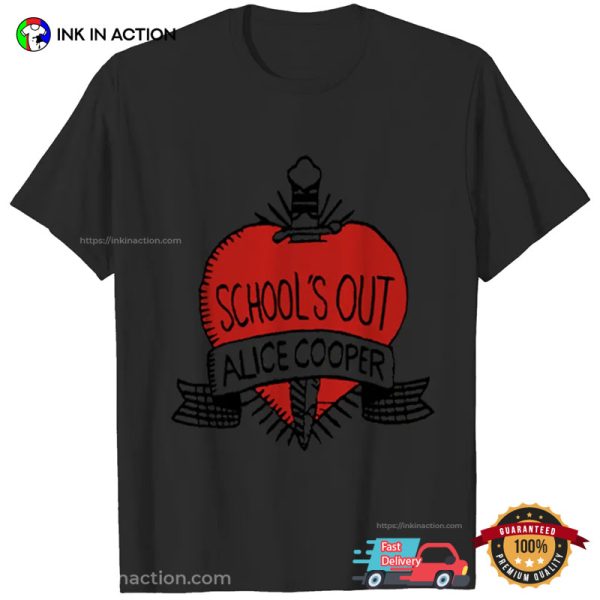 School’s Out 1972 Song Alice Cooper Retro Music T-shirt