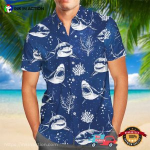 Shark And Ocean Blue Hawaiian Shirt