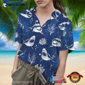 Shark And Ocean Blue Hawaiian Shirt 2