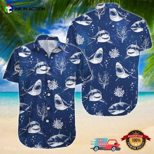 Shark And Ocean Blue Hawaiian Shirt 3