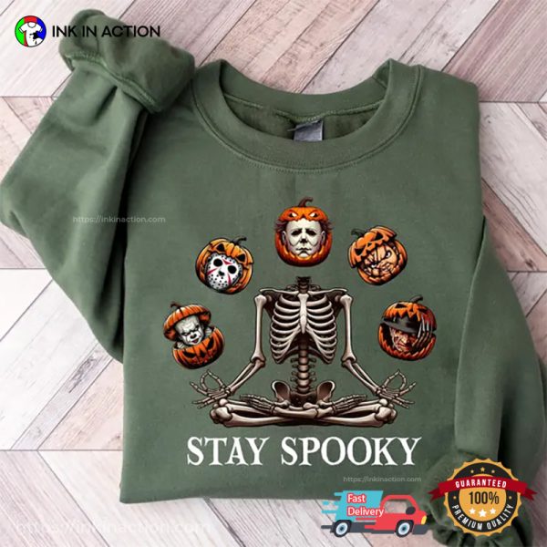 Stay Spooky Horror Movie 90s Character Heads T-shirt