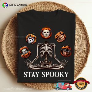 Stay Spooky Horror Movie 90s Character Heads T shirt 3