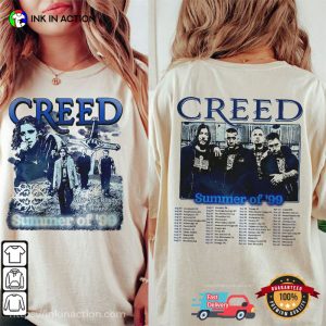 Summer Of ’99 Rock Country Music Tour 2024 Creed Schedules 2 Sided T-shirt