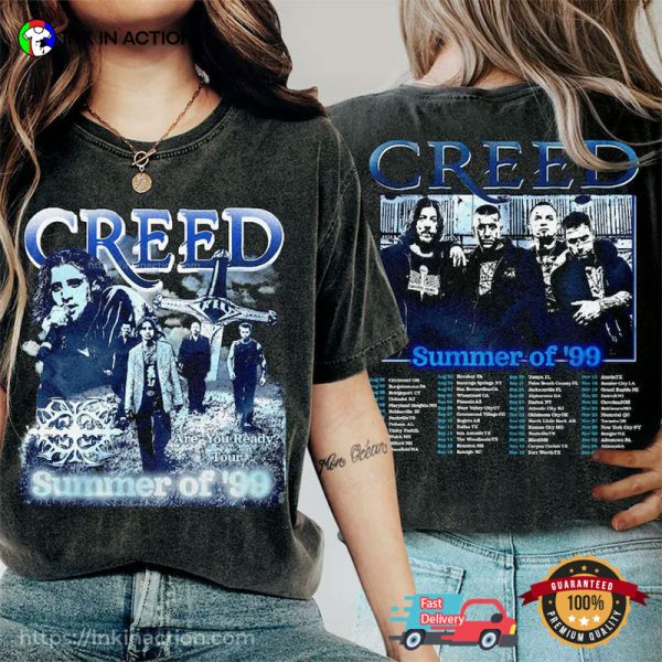 Summer Of ’99 Rock Country Music Tour 2024 Creed Schedules 2 Sided T-shirt