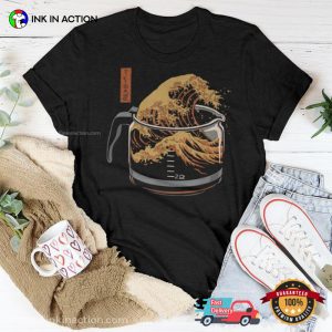 The Great Wave Of Coffee Funny Disaster Tee 1