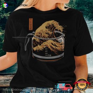 The Great Wave Of Coffee Funny Disaster Tee 2