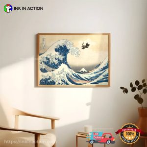 The Great Wave off Kanagawa Black Cat Funny Wallart 1