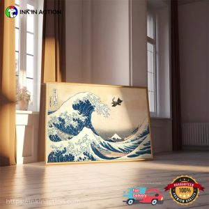 The Great Wave Off Kanagawa Black Cat Funny Wallart