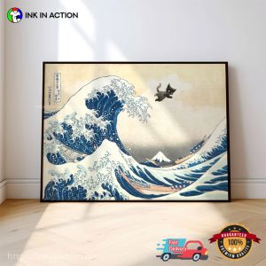 The Great Wave off Kanagawa Black Cat Funny Wallart 3