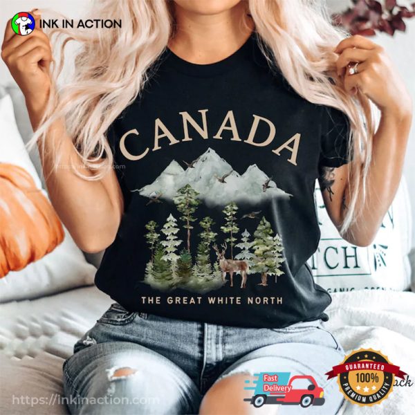 The Great White North Canada Nature Art Tee, Canada Thanksgiving Day Merch