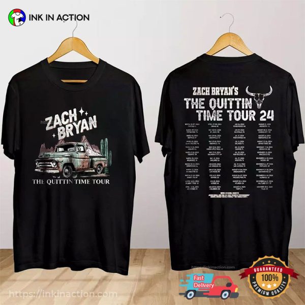 The Quittin Time Tour 2024 Setlist Fan T-shirt, Zach Bryan Tour Apparel