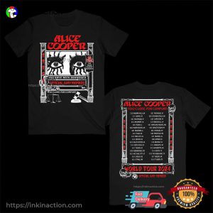 Too Close For Comfort World Tour 2024 Alice Cooper Heavy Rock 2 Sided T-shirt