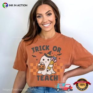 Trick Or Teach Ghost Teacher Comfort Colors Tee 1