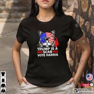 USA Cat Lady Trump Is A Scab Vote Harris Graphic T-shirt