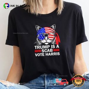 USA Cat Lady Trump Is A Scab Vote Harris Graphic T shirt 2