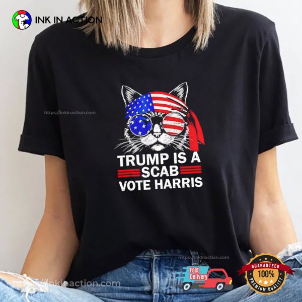 USA Cat Lady Trump Is A Scab Vote Harris Graphic T-shirt