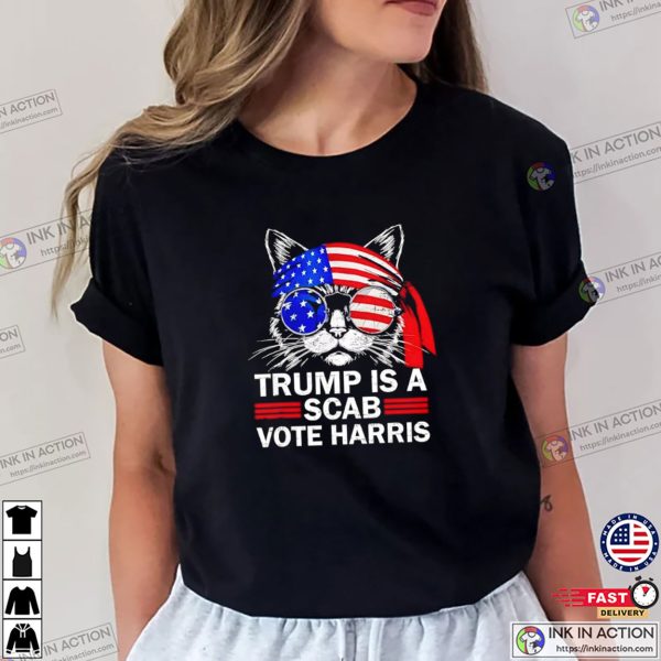 USA Cat Lady Trump Is A Scab Vote Harris Graphic T-shirt