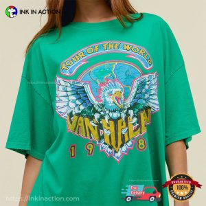 Van Halen Tour of The World 1984 Concert Retro Comfort Colors 2 Sided T shirt 4